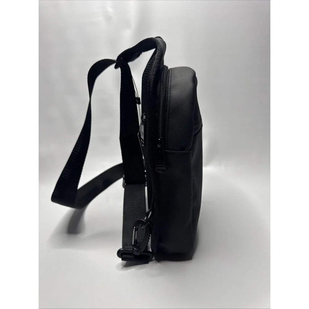TRUE RELIGION Ivan Black Sling Bag Canvas Faux Leather Luxury BRAND-NEW w/tags